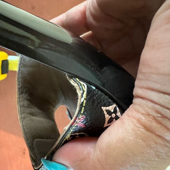 Vintage Louis Vuitton Leather Sandals multi colored black size 38 - Picture 3 of 10